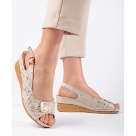Sandalias cuña baja alpargata beige 3