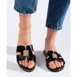 Chanclas planas de mujer negras negro 2
