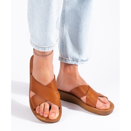 Chanclas plataforma mujer marrón 3