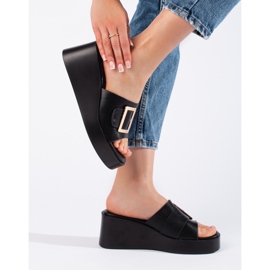 Zapatillas cuña mujer negras negro 2