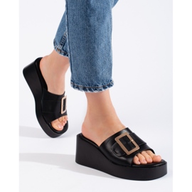 Zapatillas cuña mujer negras negro 3