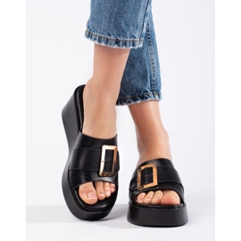 Zapatillas cuña mujer negras negro 1