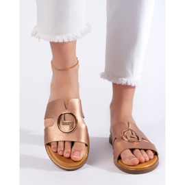 Chanclas planas mujer doradas dorado 1