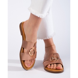 Chanclas planas mujer doradas dorado 3