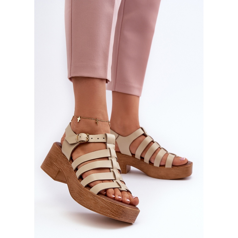 Zazoo 40410 Sandalias Mujer Piel, Beige 2