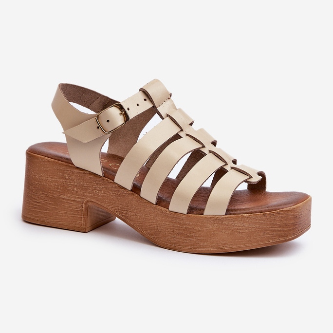 Zazoo 40410 Sandalias Mujer Piel, Beige 1