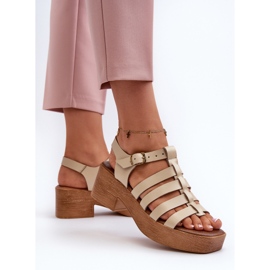 Zazoo 40410 Sandalias Mujer Piel, Beige 4