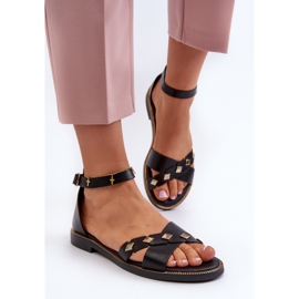 Zazoo 40378 Sandalias Planas Mujer Piel, Negro 4
