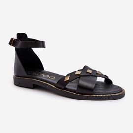 Zazoo 40378 Sandalias Planas Mujer Piel, Negro 1 Zazoo 40378 Sandalias Planas Mujer Piel, Negro 1