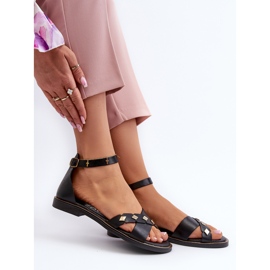 Zazoo 40378 Sandalias Planas Mujer Piel, Negro 7