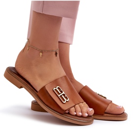 Zazoo 40384 Elegant Chanclas Mujer Piel, Marrón 8