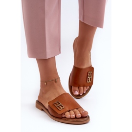 Zazoo 40384 Elegant Chanclas Mujer Piel, Marrón 4