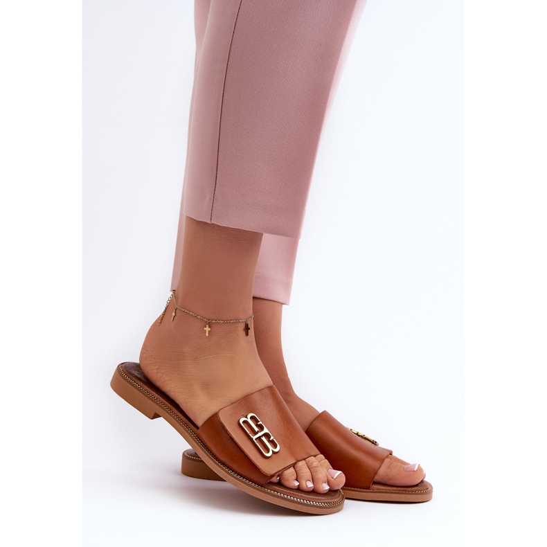 Zazoo 40384 Elegant Chanclas Mujer Piel, Marrón 2