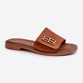 Zazoo 40384 Elegant Chanclas Mujer Piel, Marrón 1