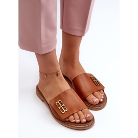 Zazoo 40384 Elegant Chanclas Mujer Piel, Marrón 5