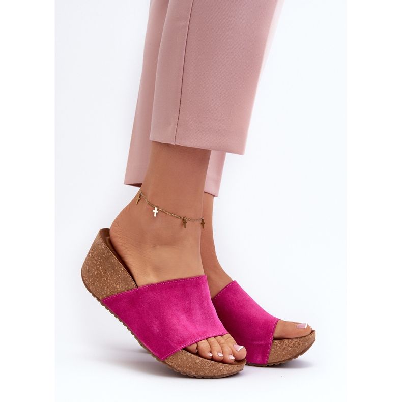 Zazoo 40311 Chanclas de Mujer con Cuña de Corcho Fucsia rosa 2