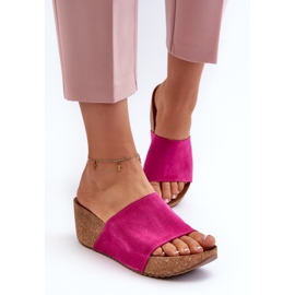 Zazoo 40311 Chanclas de Mujer con Cuña de Corcho Fucsia rosado 4