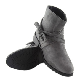 Botines de ante con lazo B7713 Gris 2