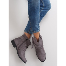 Botines de ante con lazo B7713 Gris 3