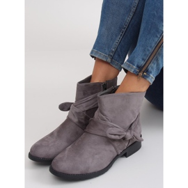 Botines de ante con lazo B7713 Gris 4