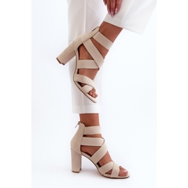 Sandalias Mujer Tacón Alto Con Tiras Beige Obissa 6