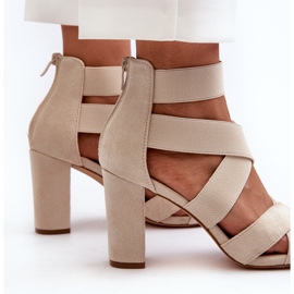 Sandalias Mujer Tacón Alto Con Tiras Beige Obissa 5