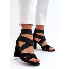 Sandalias Mujer Tacón Alto Con Tiras Negro Obissa 3