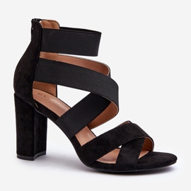 Sandalias Mujer Tacón Alto Con Tiras Negro Obissa 1