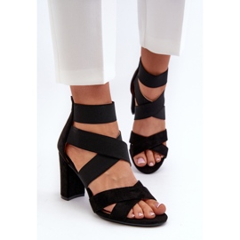 Sandalias Mujer Tacón Alto Con Tiras Negro Obissa 4