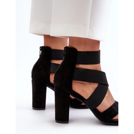 Sandalias Mujer Tacón Alto Con Tiras Negro Obissa 5