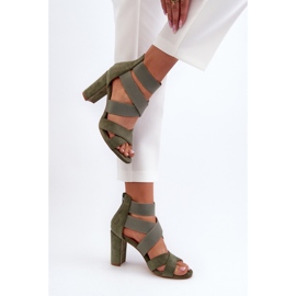 Sandalias De Mujer De Tacón Alto Con Tiras, Obissa Verde 4