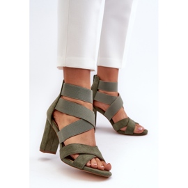 Sandalias De Mujer De Tacón Alto Con Tiras, Obissa Verde 2 Sandalias De Mujer De Tacón Alto Con Tiras, Obissa Verde 2