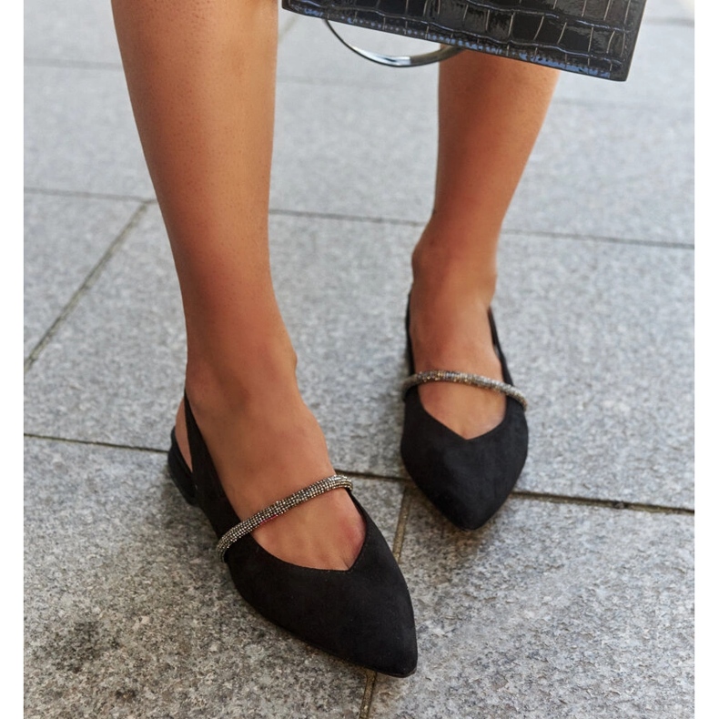 Bailarinas negras con aplicación de piel de Morcosa negro 2