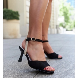 Sandalias con plantilla de piel con pedrería Rossana negro 1 Sandalias con plantilla de piel con pedrería Rossana negro 1