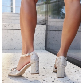 Sandalias de tacón con plantilla de piel Gaberna beige 4