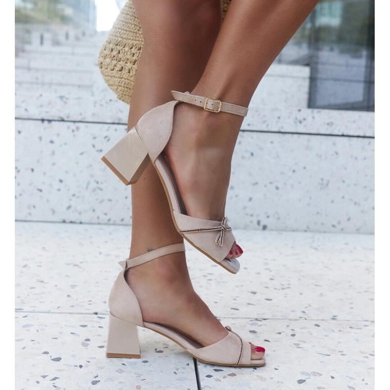 Sandalias de tacón con plantilla de piel Asila beige 1