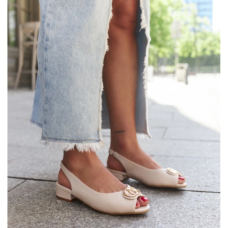 Sandalias Karimala plantilla de piel beige 1