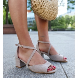 Sandalias de tacón con plantilla de piel Raniya gris 1 Sandalias de tacón con plantilla de piel Raniya gris 1