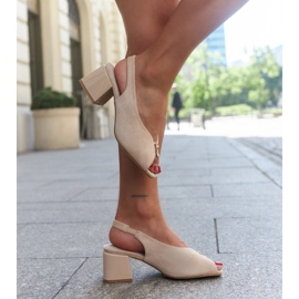 Sandalias bloque con aplicación de piel Shamoun beige 2