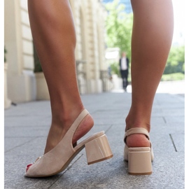 Sandalias bloque con aplicación de piel Shamoun beige 3