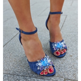 Sandalias de tacón con plantilla de piel Rasheda azul 1