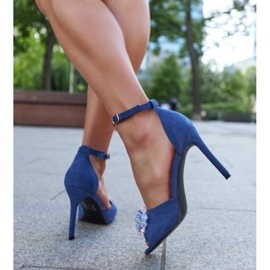 Sandalias de tacón con plantilla de piel Rasheda azul 3