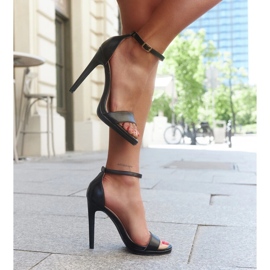 Sandalias de tacón con aplicación de piel Ruqaya negro 5