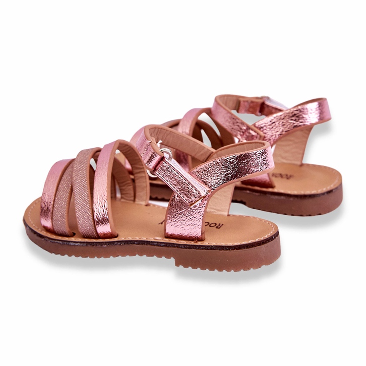Sandalias para niños con rayas rosadas rosado 2