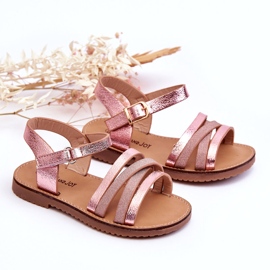Sandalias para niños con rayas rosadas 3