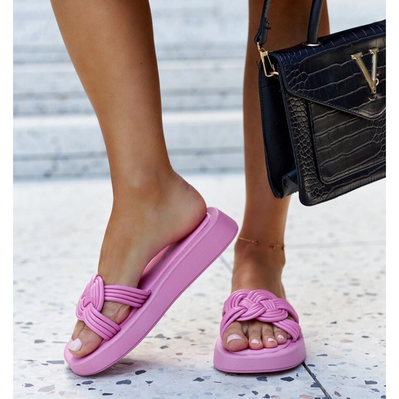 Pantuflas de goma rosa oscuro de Ferrei rosado 2 Pantuflas de goma rosa oscuro de Ferrei rosado 2