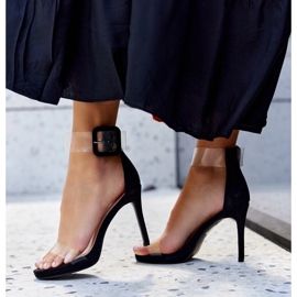 Sandalias Janan de tacón alto con parte superior transparente negro 1 Sandalias Janan de tacón alto con parte superior transparente negro 1
