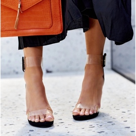 Sandalias Janan de tacón alto con parte superior transparente negro 3