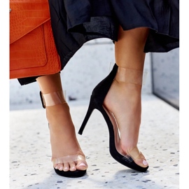 Sandalias Janan de tacón alto con parte superior transparente negro 4