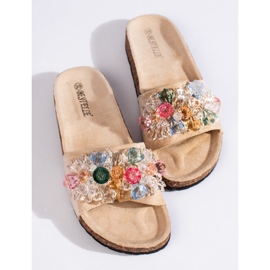 Pantuflas mujer ante beige 1